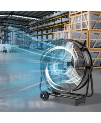 Industrial Drum Fan with 2 Wheels and 360-Degree Adjustable Tilt