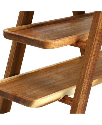 Acacia Wood 3 Tiered Rectangular Ladder Tray Set