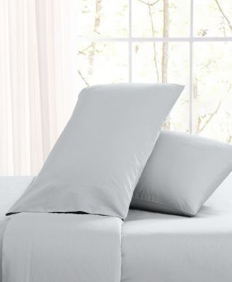 Solid Cotton Percale 4-Piece Sheet Set, Queen