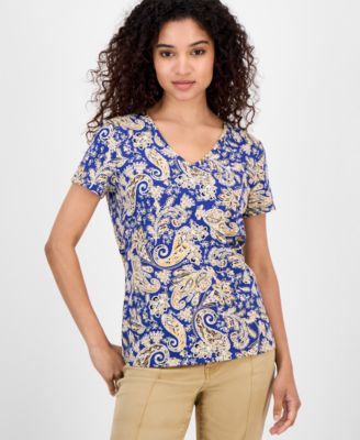 Nautica Jeans - Women's Paisley-Print V-Neck T-Shirt