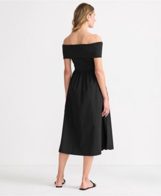 Women's Off the Shoulder Slender Mixed Media Dress