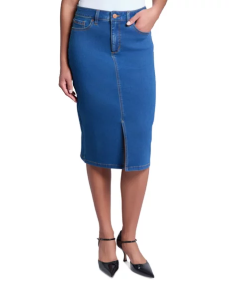 Petite Lexington Denim Pencil Skirt - Shore Wash