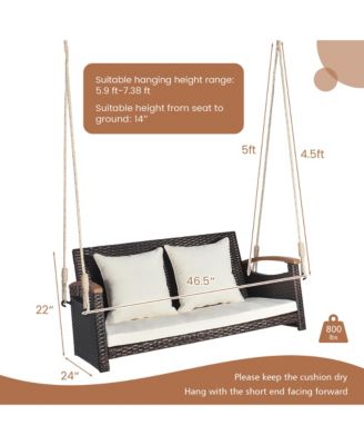 2-seater hanging swing porch swing PE wicker swing outdoor hanging swing garden poolside