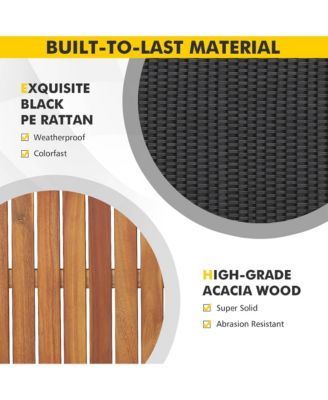 5-Piece Patio Rattan Bar Set Outdoor Wicker Set w/ Bar Height Table & 4 Bar Stools