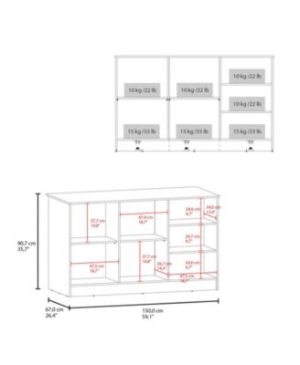 Mars Kitchen Island Two Cabinets, Three Open Shelves, Black Wengue