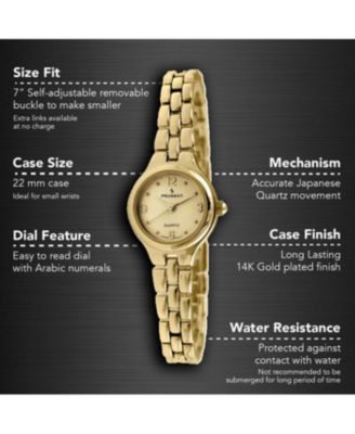 Women's 22mm Gold Dial Round Self-Adjust Link Bracelet Watch