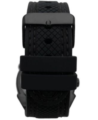 Men's 44mm Black Sport Calendar Stitched Rubber Band Watch