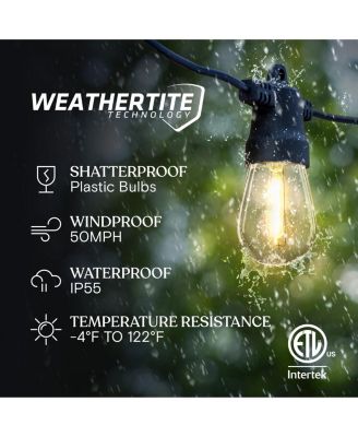 Ambience Pro Heavy Duty Solar-Powered LED Outdoor String Lights with 15 Hooks, 1W, Soft White (27 ft.)