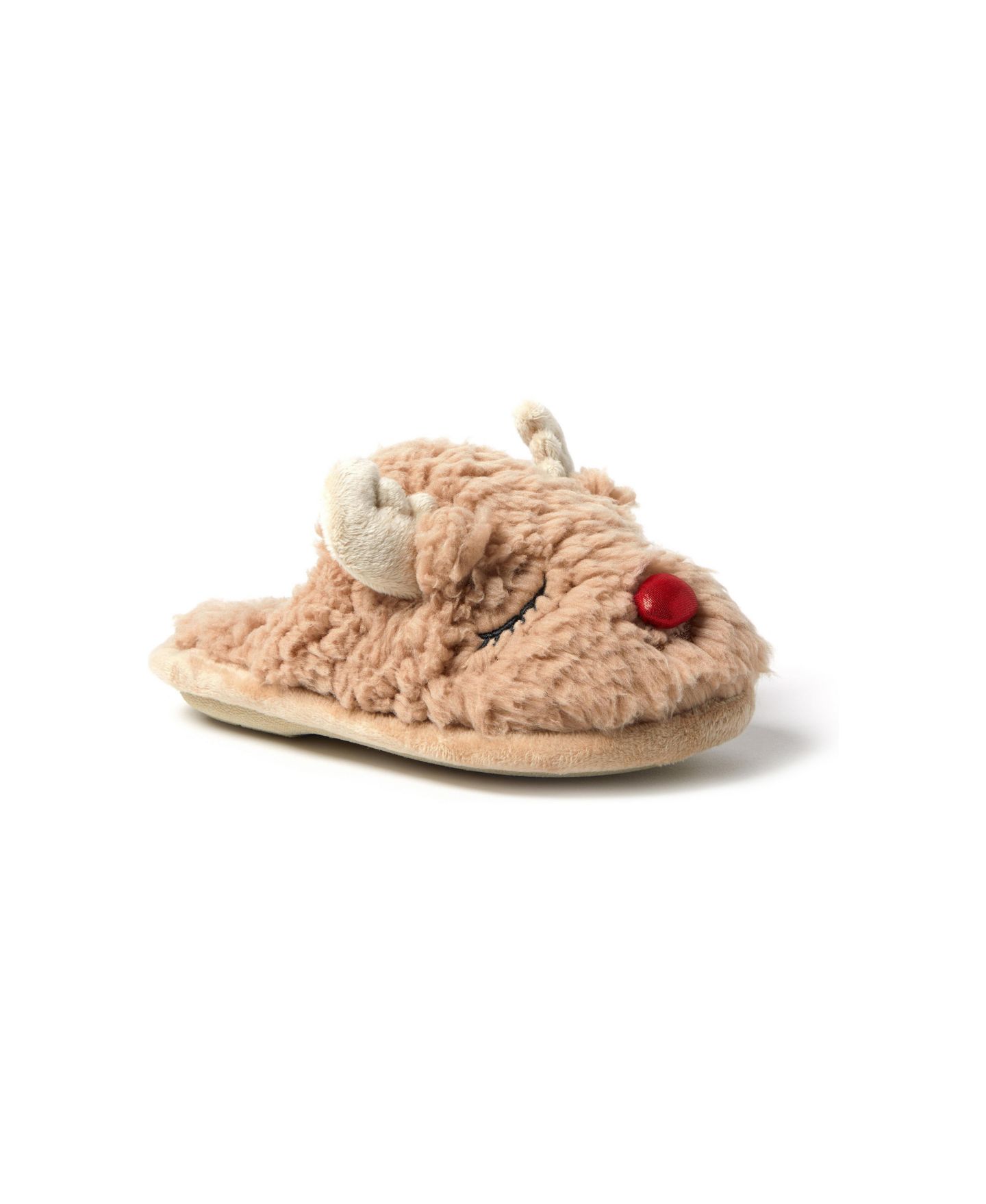 Тапочки Dearfoams Holiday Christmas Reindeer Scuff Slipper для мальчиков, цвет: Латте — фото 2