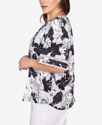 Plus Size Tropical Layered Print Top