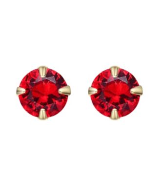 Kids Plated with Round Cubic Zirconia Stud Earrings