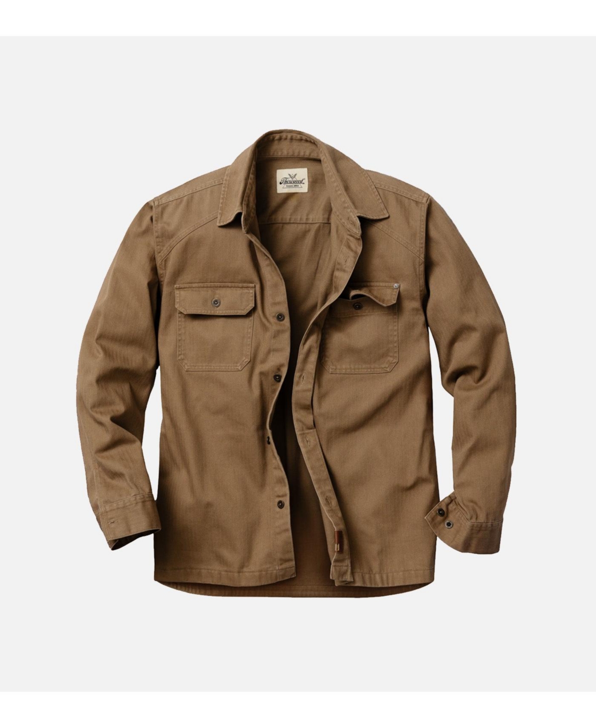 Men's Stone Wash Herringbone Button Up Overshirt - Otter