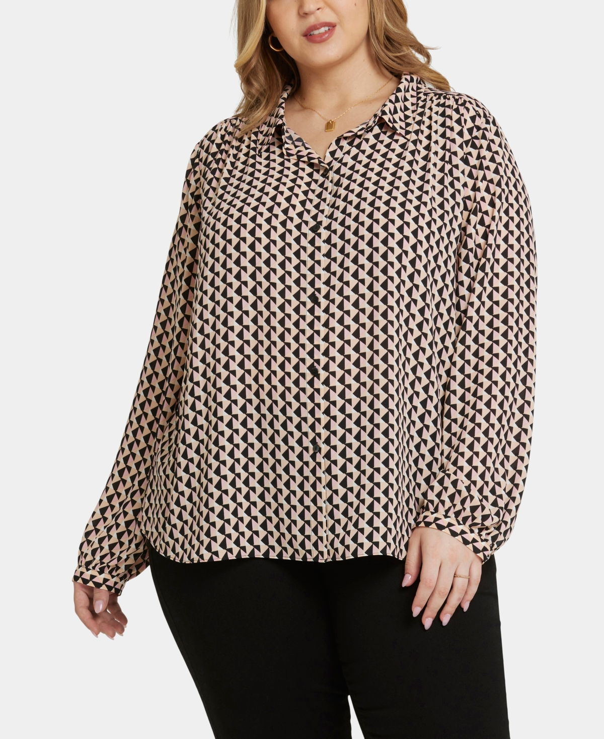 Plus Size Modern Blouse Point Collar Top - Corinth Peaks