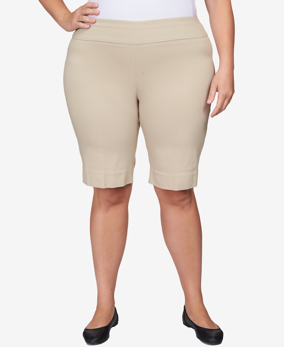 Plus Size Pull On Tech Bermuda Shorts - Chino
