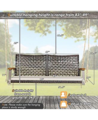 2-Person Rattan Hanging Porch Swing Chair