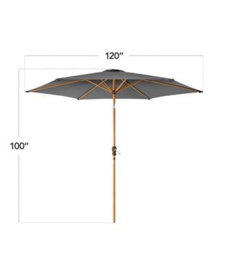 10ft Outdoor Woodgrain Pattern Steel Market Patio Umbrella w/ Crank, Tilt