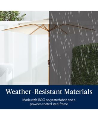 10ft Outdoor Woodgrain Pattern Steel Market Patio Umbrella w/ Crank, Tilt