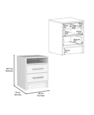 19.9" Wood Leyva Nightstand, Two Drawers, Superior Top