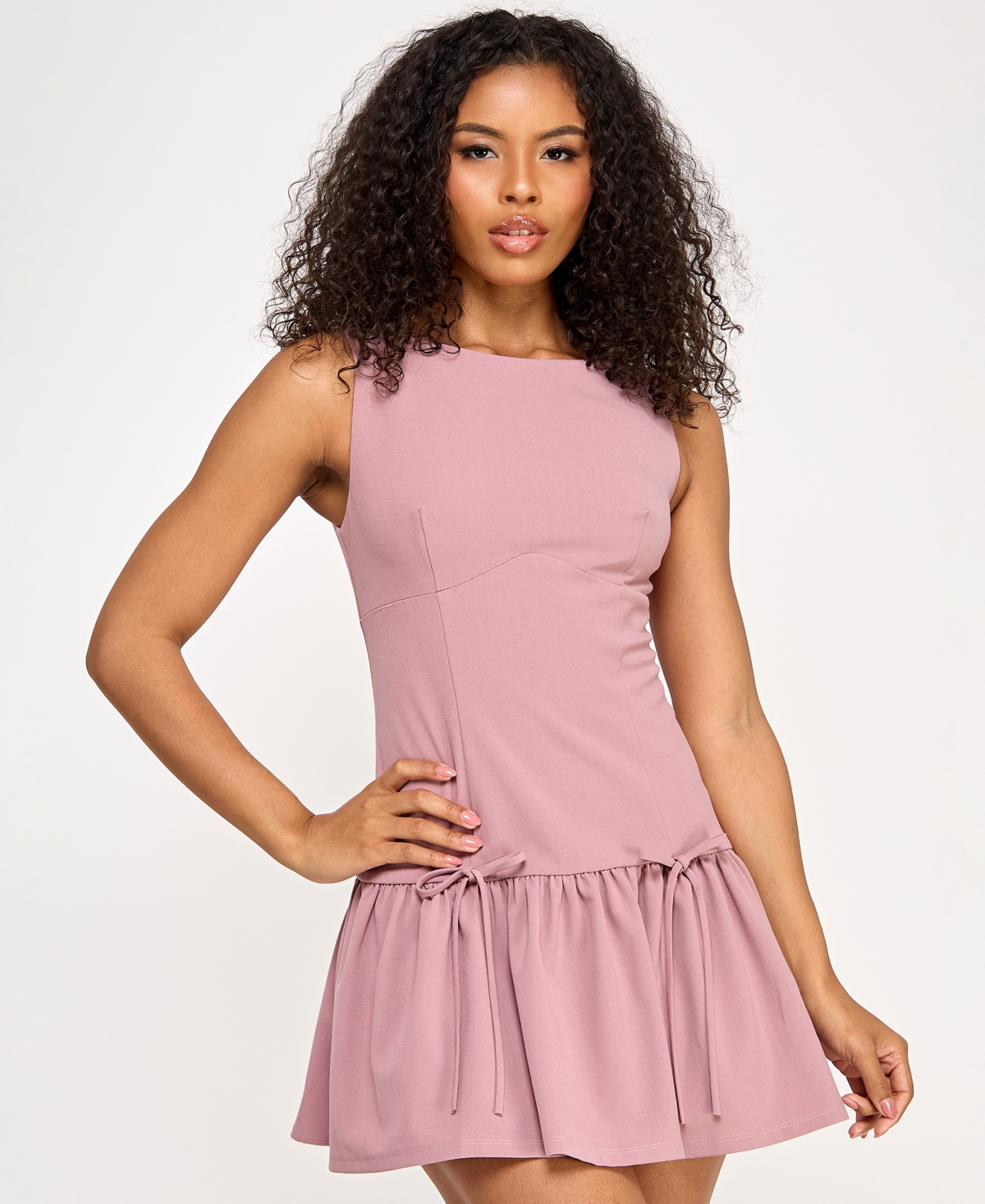 Juniors' Sleeveless Drop-Waist Fit & Flare Dress - Pink
