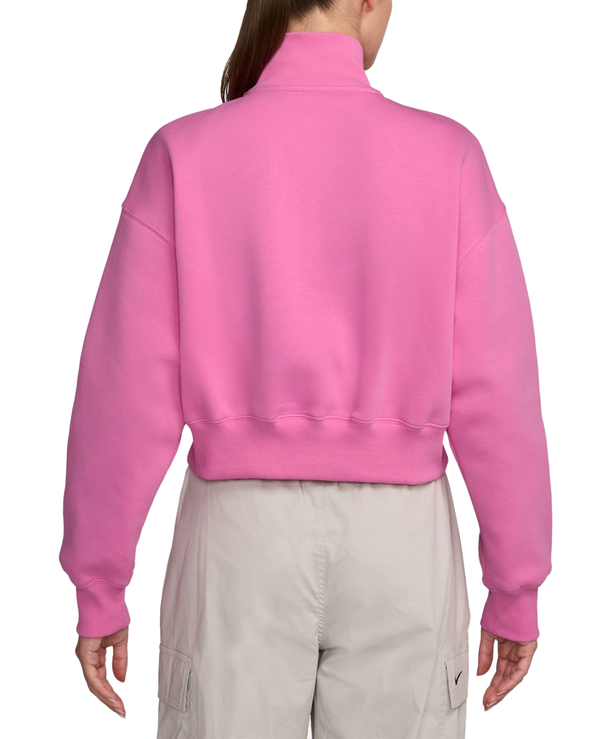 Nike Sportswear Women's Phoenix Fleece Quarter-zip Cropped Sweatshirt In Brown
