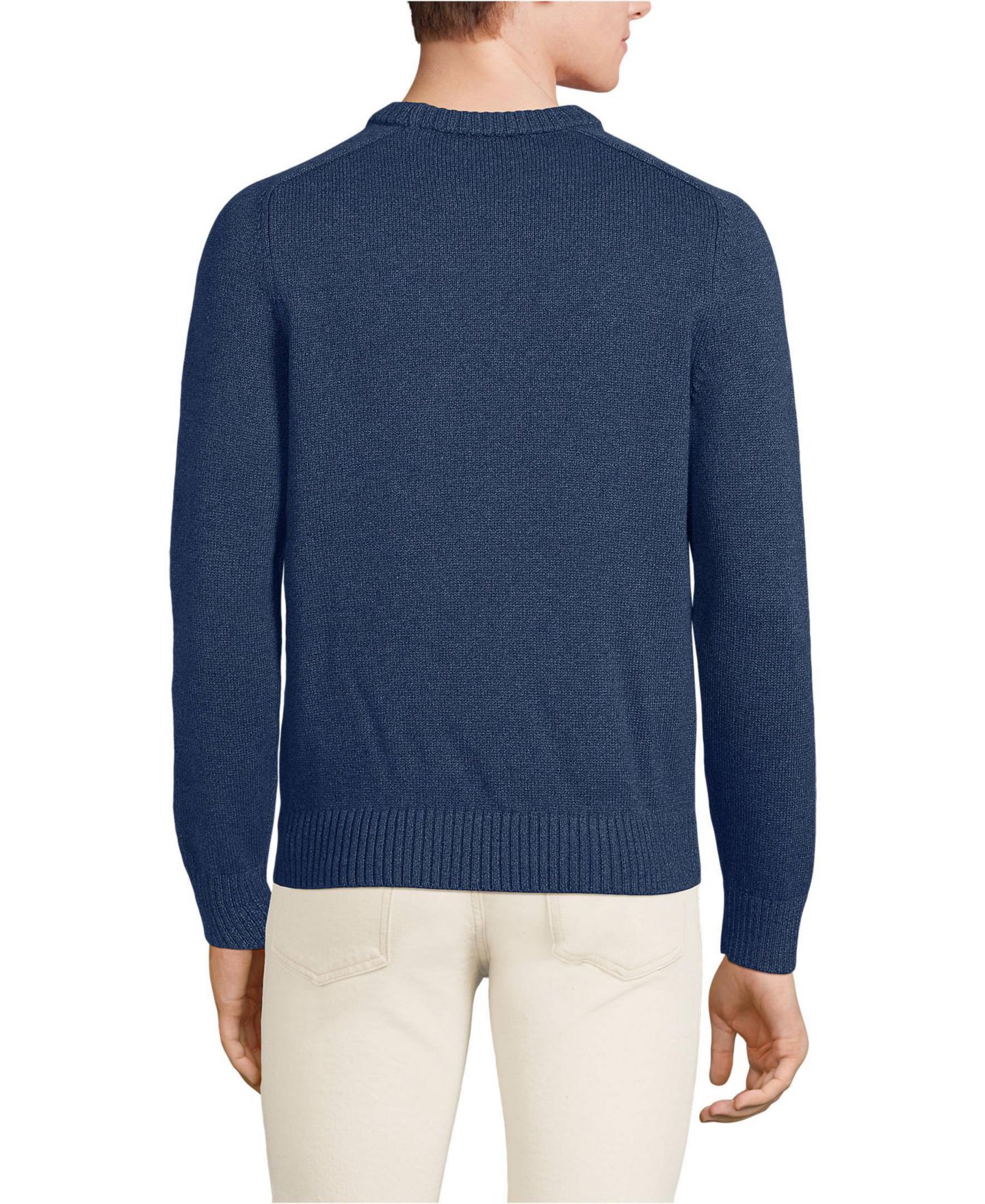 Мужской свитер Lands' End Drifter Flag Crew Neck, цвет: Небесно-голубой меланжевый — фото 2
