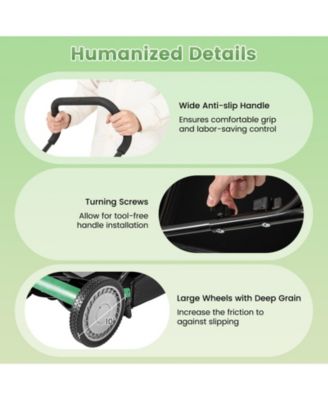 Professional Push Lawn Mower with 5 Steel Blades and Removable Grass Catcher Bag