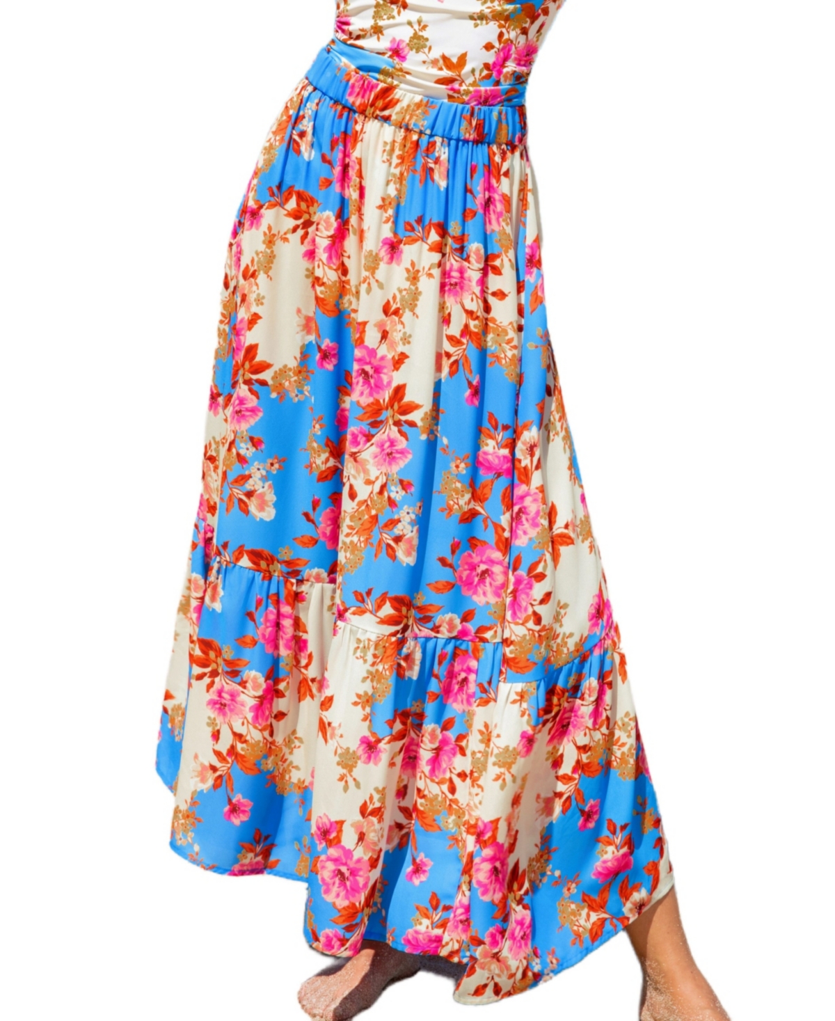 Women's Beach Brunch Floral Cover-Up Sarong - Medium blue