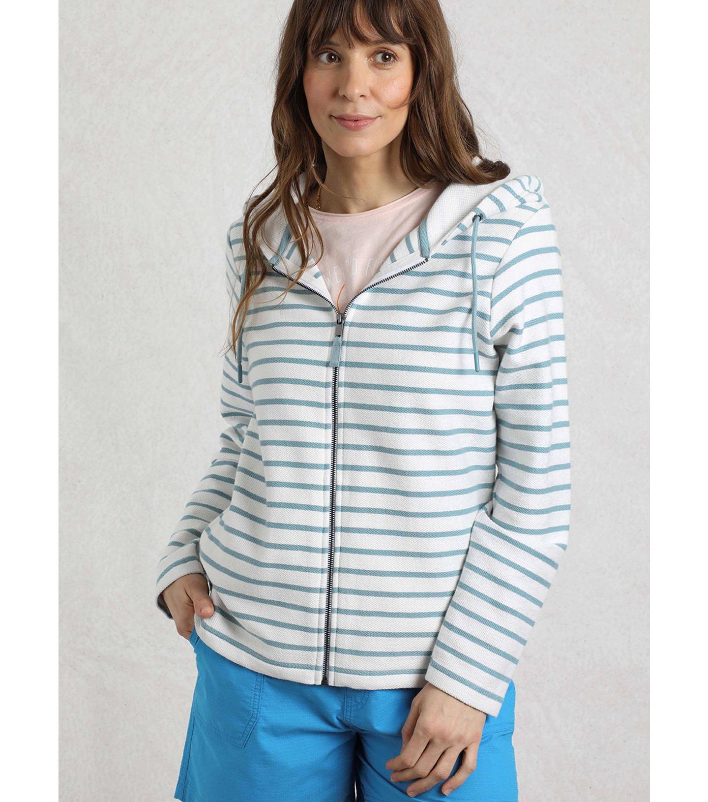 Женское худи Weird Fish Striped Full Zip, цвет: Минеральный синий — фото 1