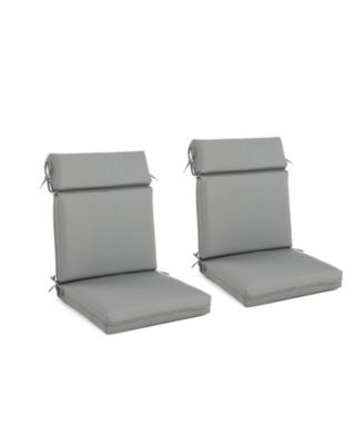 2Pcs Outdoor High Back Dining Chair Cushion Set, Fade and Water Resistant Polyester Fabric Cover with Ties and Zipper, 20'' × 37''