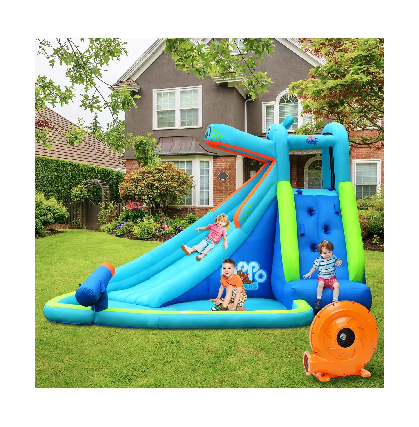 Детская игрушка SUGIFT Hippo Inflatable Water Slide Bounce House with Air Blower, For 2 to 3 Players, Ages 3-10 — фото 10