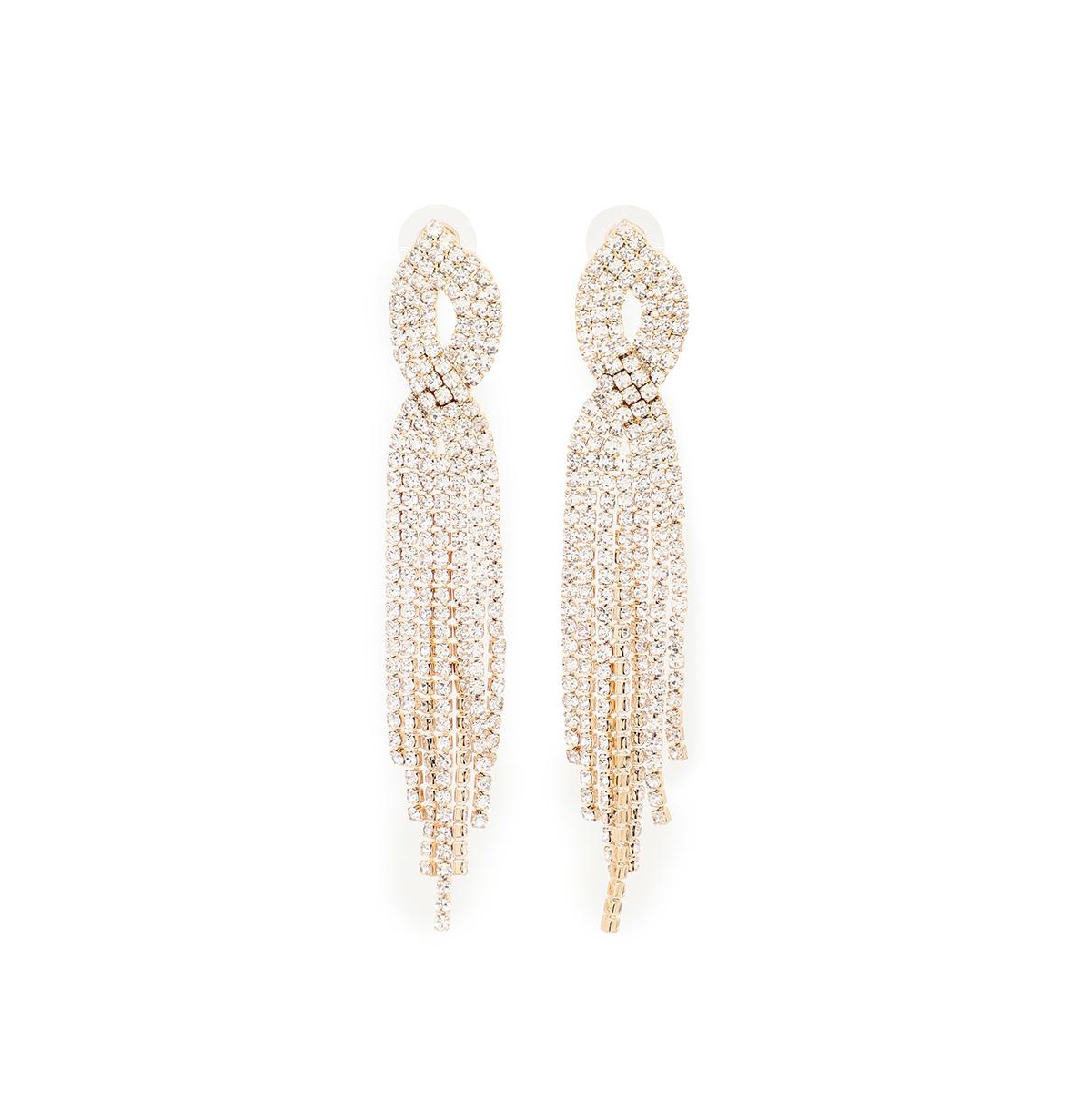 Sohi Women's Silver Bling Cluster Drop Earrings