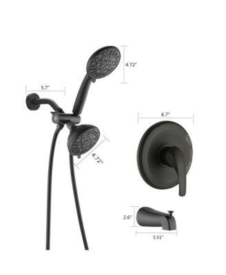 Shower System with Tub Spout Rain Shower Tub Set, High Pressure Dual 2 in 1 Shower Combo Faucet with Valve