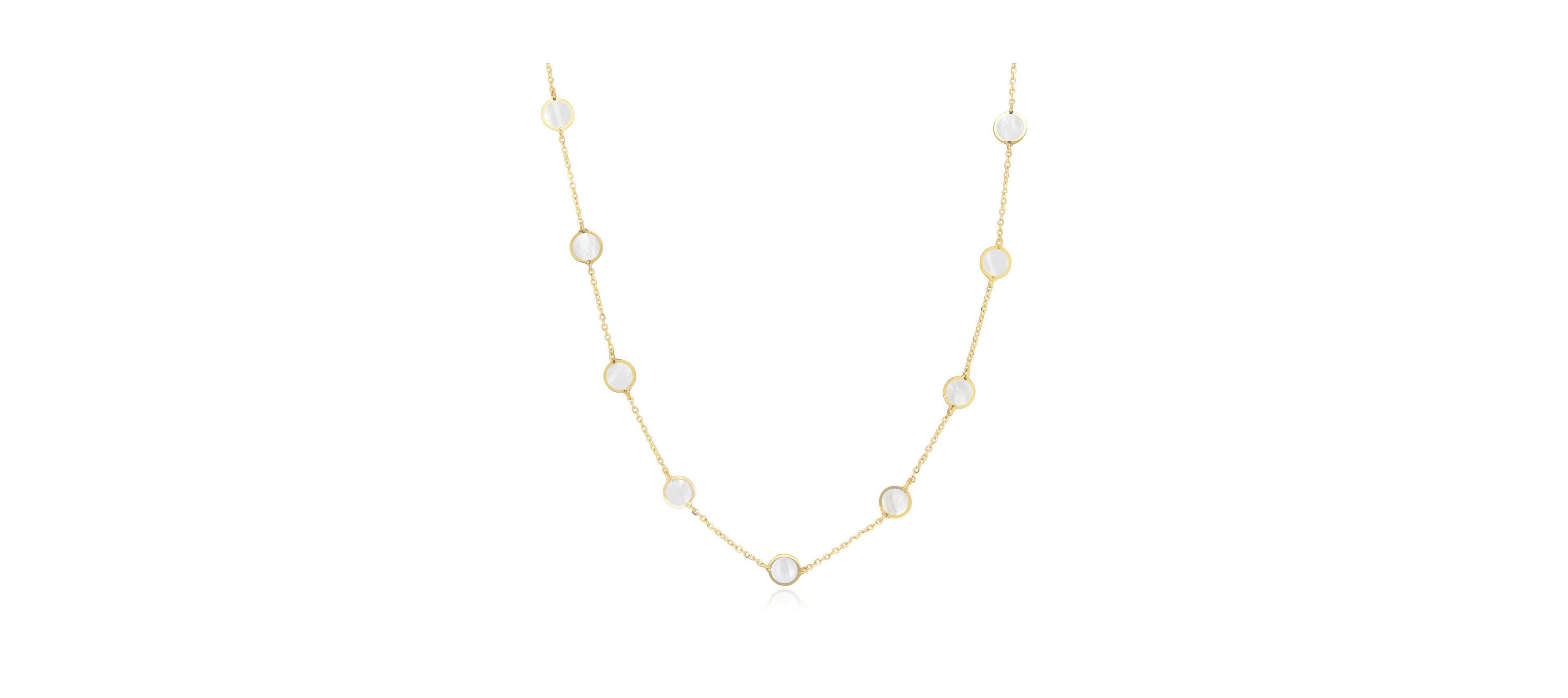 The Lovery Mother of Pearl Bubble Chain Necklace 14K Gold