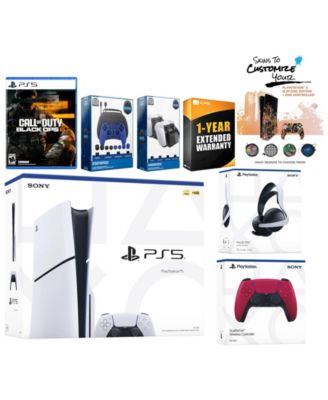 Playstation 5 Slim Disc PS5 with Call of Duty: Black Ops 6, Chroma Teal Controller, Pulse Elite Headset, Gamer Starter Pack, Charge Dock and Migh
