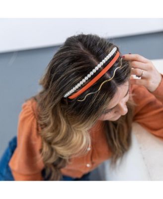 Headband Set - Orange + Pearl + Silver