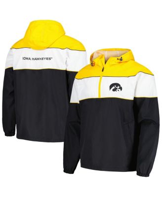 G-III Sports by Carl Banks - Men's Black Iowa Hawkeyes Center Line Half-Zip Raglan Hoodie Sweatshirt