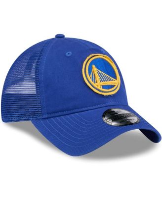 Men's Royal Golden State Warriors Rough Edge Logo Trucker 9TWENTY Adjustable Hat