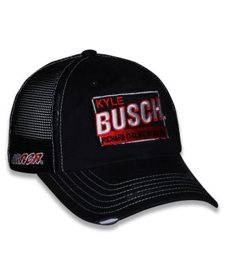 Men's and Women's Black Kyle Busch Vintage Patch Trucker Adjustable Hat