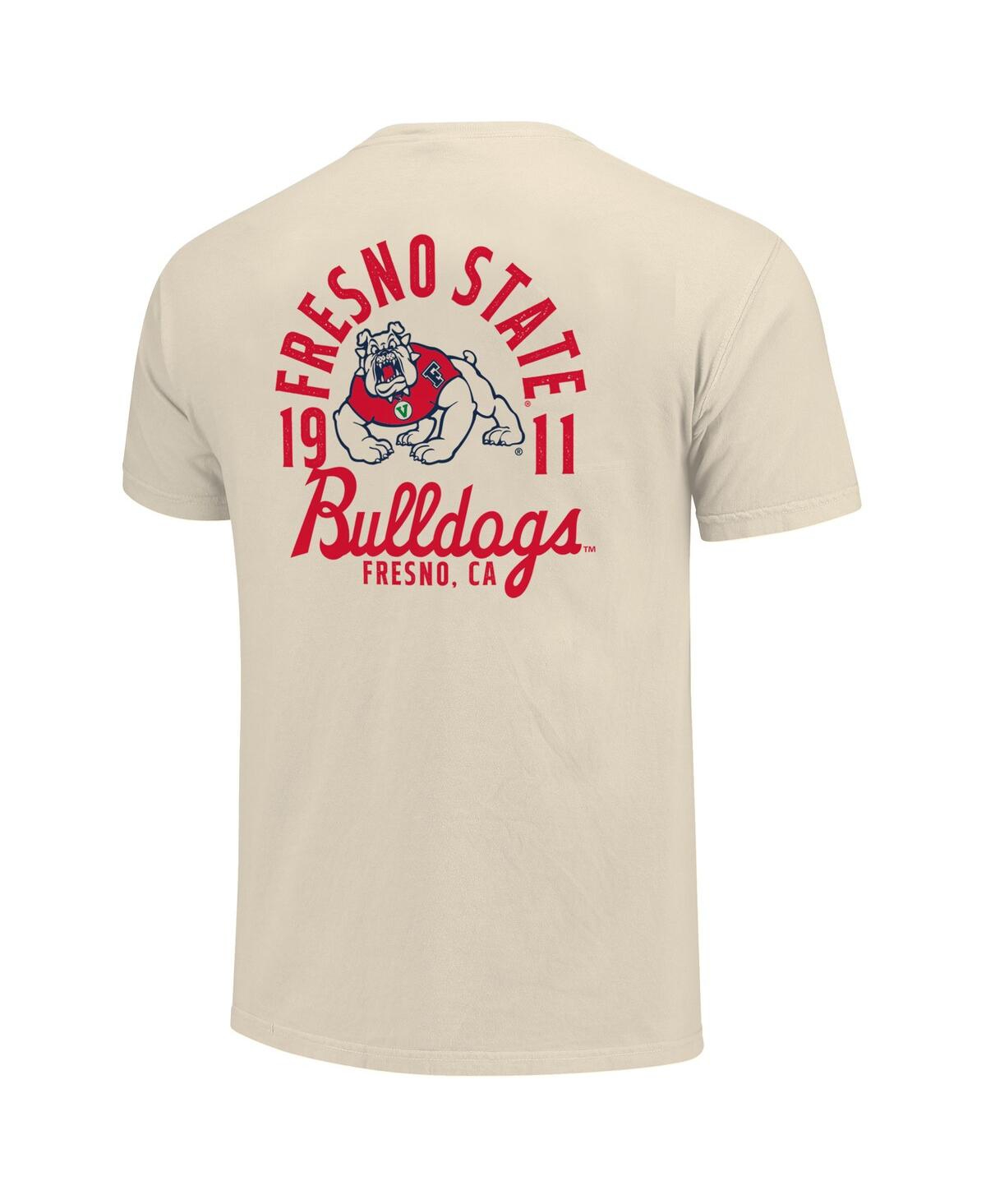 Image One Men's Cream Fresno State Bulldogs Comfort Colors Mascot Overlay T-Shirt