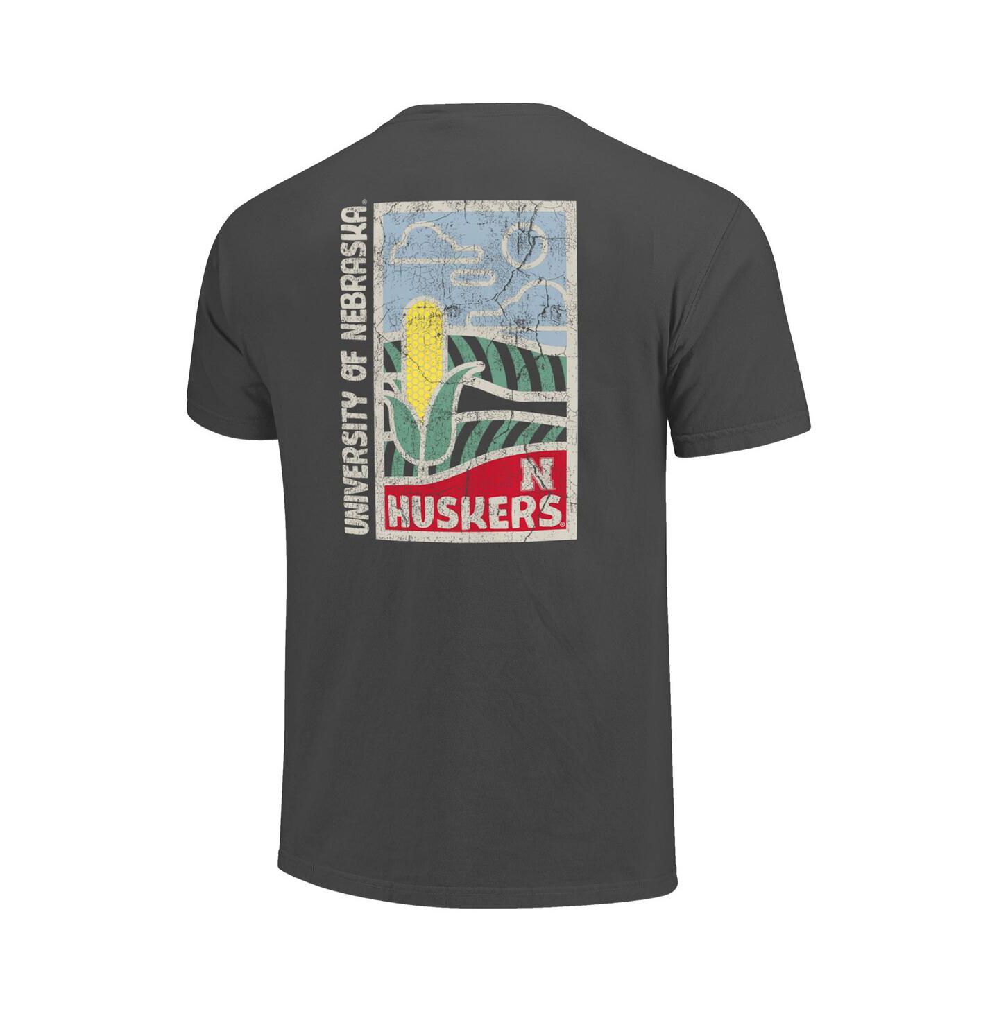 Мужская футболка Image One Graphite Nebraska Huskers Comfort Colors Minimal Vista Distressed Graphics — фото 3
