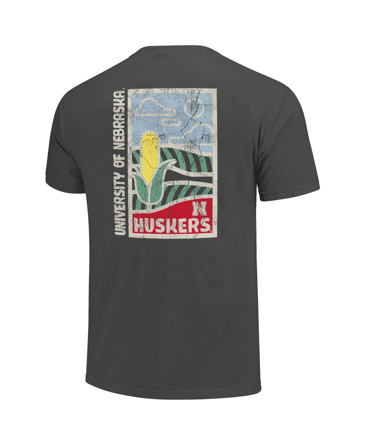 Image One Men's Graphite Nebraska Huskers Comfort Colors Minimal Vista Distressed Graphics T-shirt In Gray