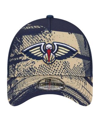 Men's Navy/Gold New Orleans Pelicans Tip Off A-Frame Trucker 9FORTY Adjustable Hat