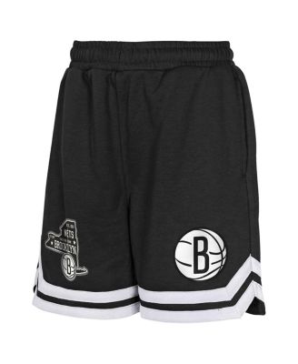 Big Boys and Girls Black Brooklyn Nets Teardrop Fleece Shorts