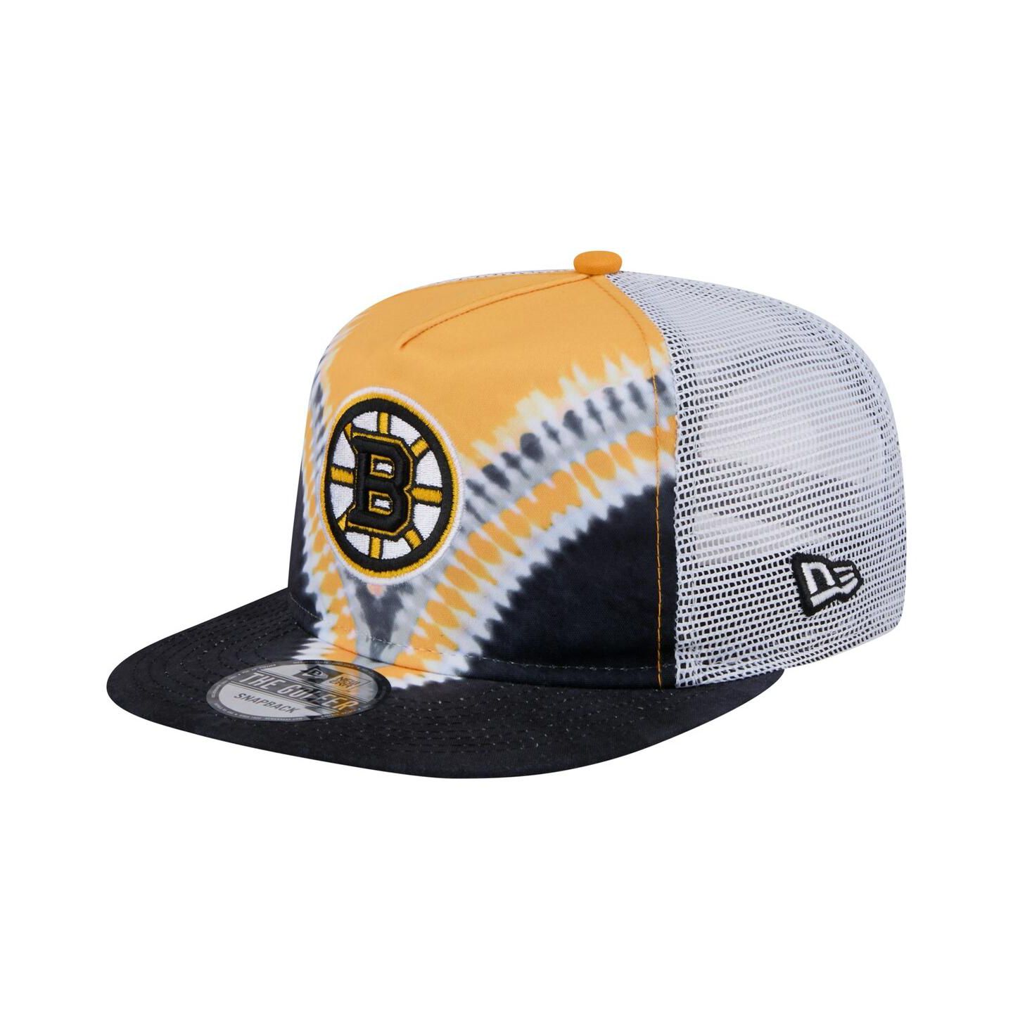 Мужской головной убор New Era Black/Gold Boston Bruins Throwback V-Dye Adjustable Golfer Hat — фото 1