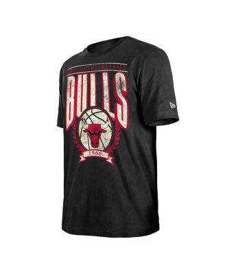 Men's Black Chicago Bulls Throwback Vintage Boxy Mineral Wash T-Shirt