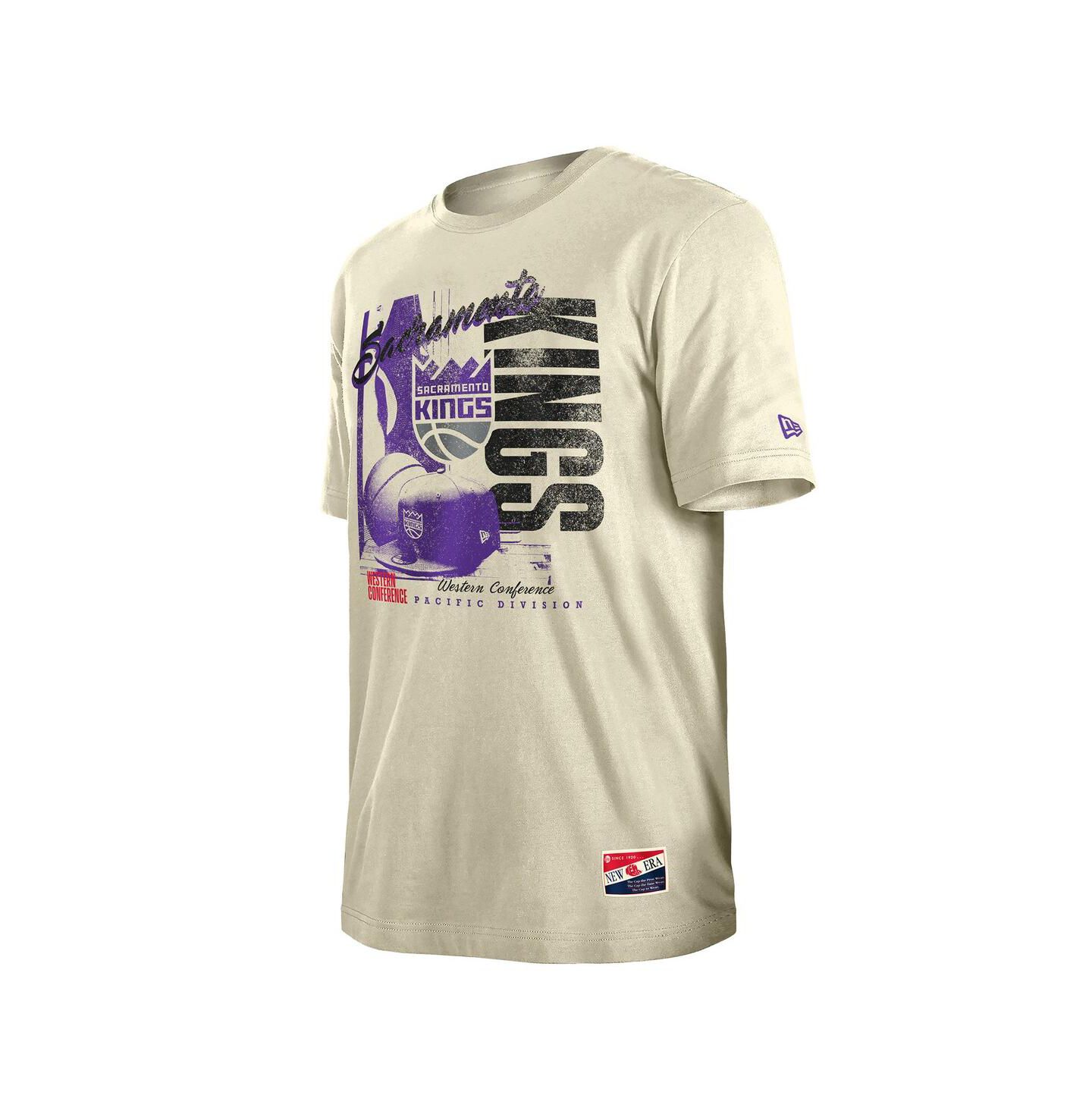 Мужские футболки New Era Cream Sacramento Kings Distressed Throwback Vintage Color Pack — фото 3