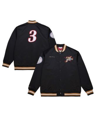 Mitchell & Ness - Men's Allen Iverson Black Philadelphia 76ers NBA Legends Full-Snap Satin Jacket