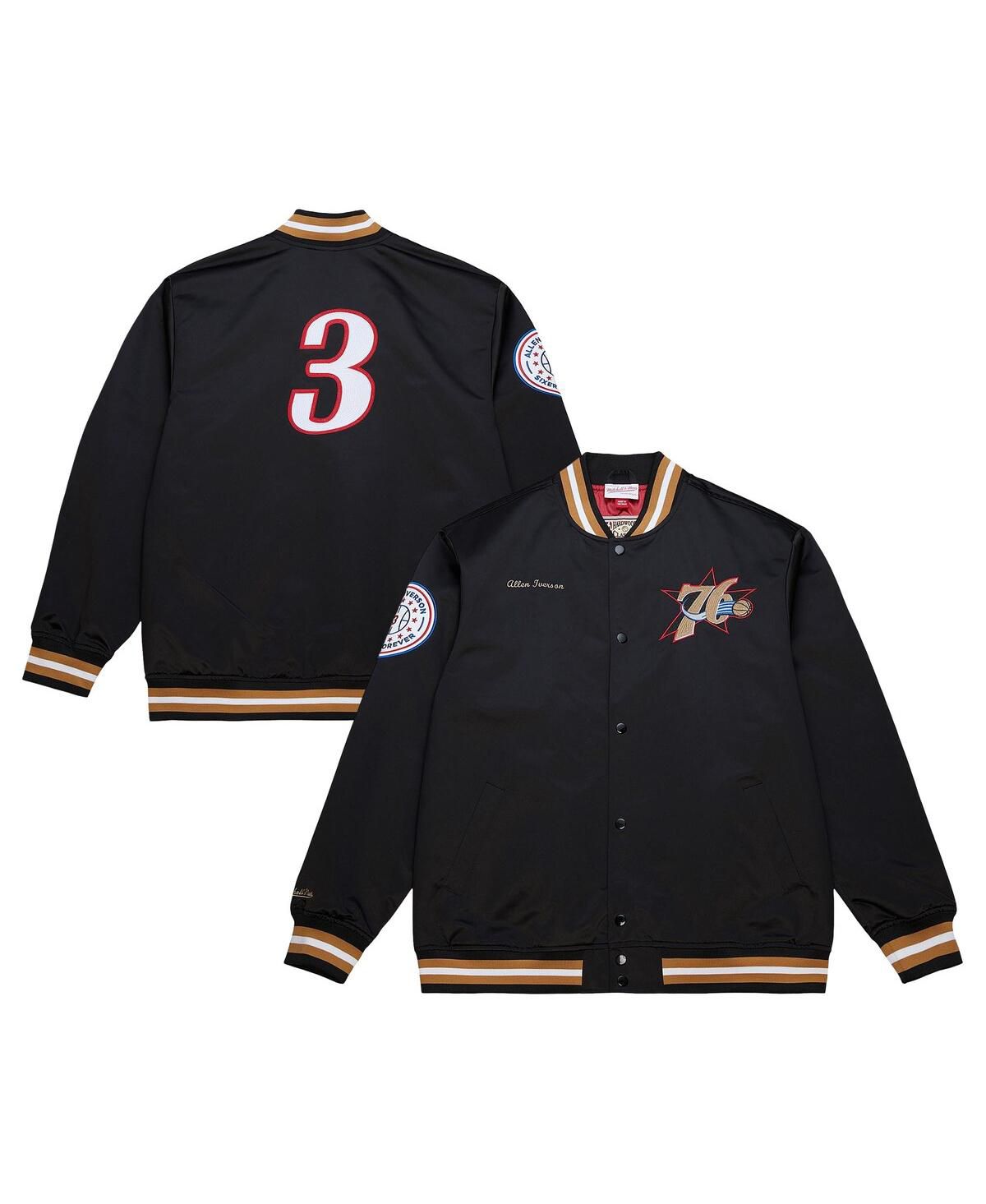 Мужская атласная куртка Allen Iverson Black Philadelphia 76ers NBA Legends с полной застежкой на пуговицы