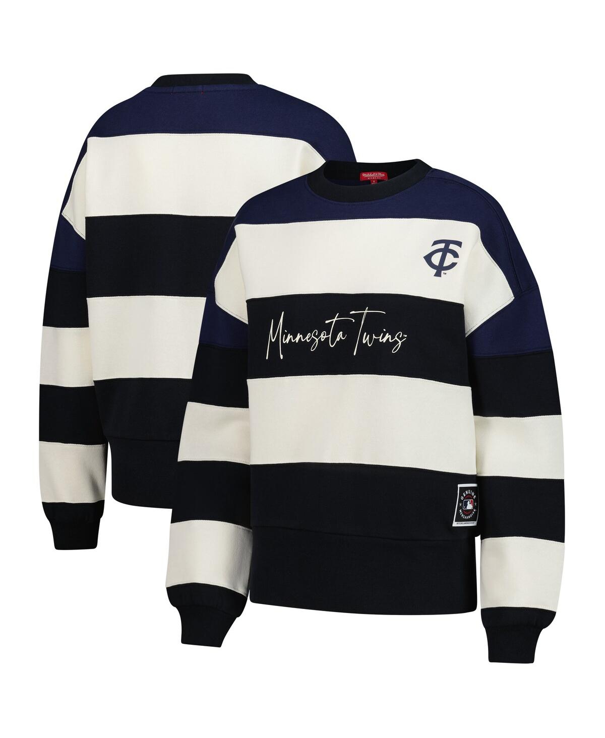 Women's Navy/Black Minnesota Twins Cooperstown Collection Blocked Fleece Pullover Sweatshirt - Navy, Black