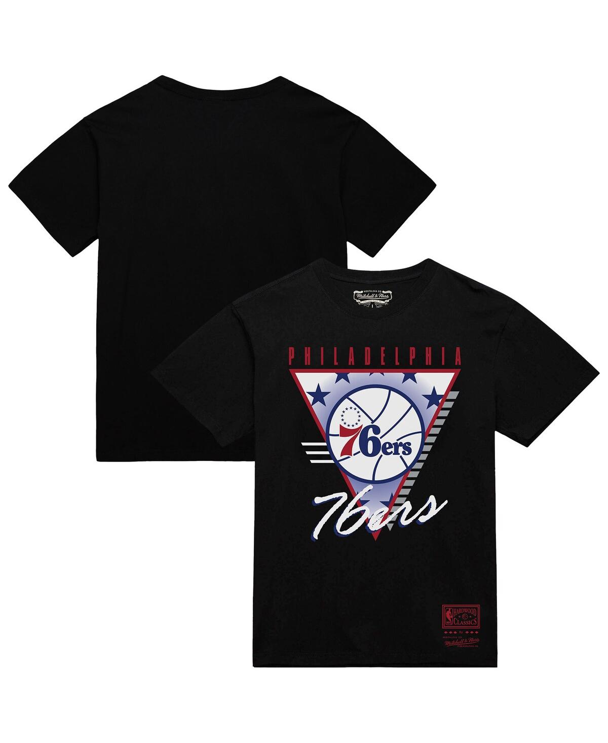 Men's Black Philadelphia 76ers Worldwide Collection Tri-Logo T-Shirt - Black